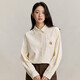 INMAN pure cotton simple commuter long-sleeved shirt for women 2025 autumn loose and versatile casual embroidered corduroy shirt beige S