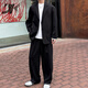 DK brand men's casual suit men's suit loose spring and autumn Korean version new twill suit fat jacket gray suit + trousers two-piece set L 130-145Jin Jin equals 0.5 kg