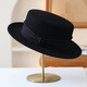 JOLISAC autumn printed European and American British style advanced custom retro woolen flat top 100% Australian wool wide brim hat travel black adjustable