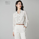 Late White New Product 2025 Autumn Temperament Printed Shirt Skin Friendly Elastic Casual Lapel Shirt Women Color M
