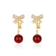 Qlady bow red ear clip without pierced ears for women 202 new autumn and winter tassel earrings high-end earrings bridal earrings