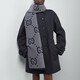 Gucci (GUCCI) scarf double G pattern jacquard wool dark and light color double-sided scarf couple model 190x35cm New Year gift light gray/dark blue 495592 4G350 4063