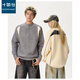 Shirushi Couple's Wear Autumn and Winter American Retro Splicing Contrast Color Sweater Henry Collar Half-Zip Warm Sweater Men's and Women's Jacket Beige M