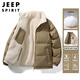 JEEP SPIRIT Jeep cotton jacket men's winter cotton jacket double-sided lamb velvet cotton jacket men's velvet jacket light military green L