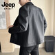 JEEP SPIRIT Jeep Jacket Outdoor Windproof Leather Jacket Jacket Comfortable and Warm Trendy Business Casual Spring and Autumn Mid-aged Black L