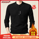 KOOSHI luxury sweater men's winter velvet thickened base layer new Henry collar warm wool sweater men's P24953 black velvet 3XL
