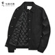 Dances with Wolves, quilted lining for warmth, textured jacquard lapel jacket, casual men's jacket 001 black XL