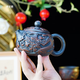 Xishi purple clay teapot with loud phoenix sound, pure handmade dragon pattern purple pottery teapot set, Yunnan purple pottery phoenix teapot, Xishi purple pottery phoenix teapot, 1 piece
