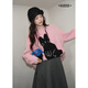 Wide-color pink soft waxy imitation mohair sweater lazy sweater 2025 autumn and winter new women's long-sleeved top pink S