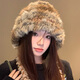 Perfect rabbit fur knitted plush hat for women in autumn and winter, big head circumference, small face, small woolen fisherman hat, cold-proof and warm fur hat, khaki color, one size fits all (Priority for delivery if added to favorites)