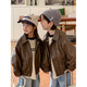 AIFANGNIAO parent-child winter jacket, high-end new autumn clothing, family of three PU leather jacket, mother-in-law jacket, leather jacket, 90 cm, weight 24-29Jin Jin is equal to 0.5 kg