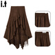 CHOCOOLATE it Women's French Irregular A-Line Skirt Women's Autumn and Winter Suede Lace High Waist Slim Skirt Women Khaki M
