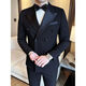 Groom's suit men's suit wedding sense tuxedo Korean style business casual double breasted suit 2502 black suit + vest + trousers free white shirt - tie M M90-105Jin Jin equals 0.5 kg