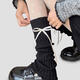 Shiganu long bow knitted socks for women autumn and winter thickened leg warmers black long pile socks jk Japanese socks black socks 40cm + white bow