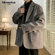 MMOPTOP short suit loose woolen coat men's winter coat Korean style loose thickened MDY01 gray XL