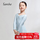 Sansha Ballet Practice Clothes Children's Dance Clothes Long Sleeve Skirt Chiffon V-Neck Lace Jumpsuit Skirt Light Blue S
