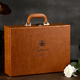 Art Bird high-end retro leather red wine gift box double wine packaging box empty box wide version elegant and general style Retro double brown horizontal handle wide version elegant and luxurious
