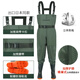 Imported from Japan and Germany, one-piece waders, thickened half-length rain pants with rain boots, men's reservoir fishing leather fork waterproof pants, military green PVC, lightweight and waterproof 42 (according to usual shoe size)
