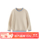 Papa crawling autumn and winter children's sweater knitted baby solid color boys and girls round neck Australian wool warm and fashionable white 100 cm