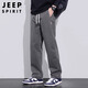 JEEP SPIRIT Jeep pure cotton casual pants men's autumn and winter loose straight pants men's workwear wide-leg pants gray XL