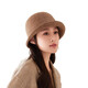Autumn and winter retro wool fisherman hat, new style, feminine, simple basin hat, rolled edge, fashionable face-showing small hat, trendy Mocha