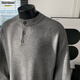 Homlean old money Henry collar knitted sweater men's advanced lazy style casual all-match top autumn HC19 dark gray 4XL
