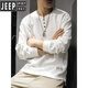 JEEP SPIRIT heavyweight inner wear men's long-sleeved T-shirt spring and autumn loose large size American fashion brand top Henry collar bottoming shirt sweatshirt white M suitable weight 90-130Jin Jin is equal to 0.5 kg