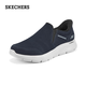 Skechers walking shoes for men, velvet and warm, 2025 autumn and winter new style, comfortable, casual, flash-on shoes 216918