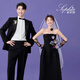 
Bride wedding veil black lace long niche photography and photography style headdress hard yarn white black mesh rose gloves about 52cm