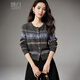 Late white 2025 winter style, popular this year with sheep wool Fair Isle sweater, short knitted cardigan for women, floral gray L