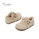 斯纳菲儿童棉鞋女童加绒保暖勃肯鞋小女孩时尚软底可爱毛毛鞋浅卡其27