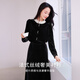 Xiangying French black velvet shirt for women 2025 winter new style super nice lace temperament long-sleeved top black M 160/84A/95-110Jin Jin equals 0.5 kg