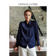 OMNIALUO shopping mall same style high-end French heavy silk top women's long-sleeved 2025 autumn OL temperament mulberry silk shirt B35 navy S