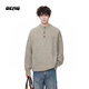 OEMG Gray Henley Collar Sweater Men's Autumn and Winter Trendy Retro Lazy Sweater Tops Warm Sweater Jacket Light Gray XL Recommended 110-130Jin Jin equals 0.5kg