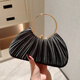 Yunshun handbag socialite high-end pleated bag 2025 new dinner cheongsam bag dress hand crossbody bag pleated evening bag apricot 23*6*19CM
