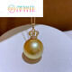 Zezhijia (zezhijia) G1811-12mm seawater South Sea gold bead necklace thick gold espresso crown pendant necklace light luxury 11-12mm