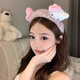 Senqi leopard print plush kt cat headband for women 2025 new simple fashionable outing versatile hairpin high skull headband hair accessory F3623 leopard print plush kt cat headband (pink)
