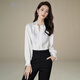 Late White New Product 2025 Autumn Solid Color Temperament Top Slim, Comfortable and Versatile Commuting Shirt for Women White XL