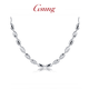 GsunG platinum oval laser bead necklace for women PT950 pure white gold bead flower chain simple gift for wife. Priced by gram. Contact before bidding.