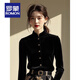 ROMON New Chinese style black velvet bottoming shirt for women autumn and winter new niche stand-up collar shirt with horse skirt top black S 80-95Jin Jin is equal to 0.5 kg