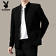 Playboy high-end handsome new Chinese tunic jacket men's spring and autumn 2025 new casual stand-up collar suit jacket black XL 122-133Jin Jin is equal to about 0.5 kg