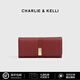 CHARLIE&KELLI Brand CK Light Luxury Wallet Women's 2025 New Simple Premium Wallet Long Hand Coin Purse Card Holder Integrated Red