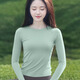 Double show nude yoga clothes for women 2025 new slim and beautiful Pilates long-sleeved fitness top sports suit autumn and winter dark green top XL 120-135
