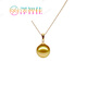 Zezhijia (zezhijia) gold Nanyang thick gold demon purple pearl pendant single 12-14mm perfect round bright light necklace for women gold pearl 12mm pendant with chain beauty