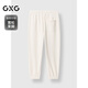 GXG Men's Loose Tie-Leg Sweatpants Thick Casual Pants Commuting Men's Pants Off-White 180/XL