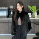 Muqiantang Mink Fur Coat Women's Full Mink Coat Women's Short Velvet Mink Stand Collar Top Fur Women Black Stand Collar One Size Recommended Weight (80-135)