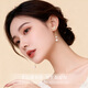 Mondele brand earrings S925 silver needle material butterfly pearl women's 2025 new light luxury and high-end temperament earrings golden butterfly pearl earrings