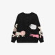 Basic House Basic House/Baijiahao sheep wool knitted cardigan for women autumn fun animal jacquard loose sweater jacket black M