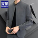 ROMON New style Chinese tunic suit men's suit trendy youth handsome retro stand collar wedding Tang suit small suit black single suit XL