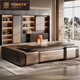 Tongta high-end light luxury boss desk desk simple modern office chairman solid wood leather president desk executive desk 2.4 meters boss desk